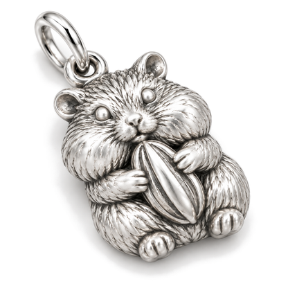 Seed-Holding Hamster Charm — Silver Super Macro | charm-topics-remaining-444-2026-09-14 | topic-367