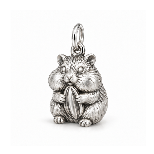 Seed-Holding Hamster Charm — Silver | charm-topics-remaining-444-2026-09-14 | topic-367