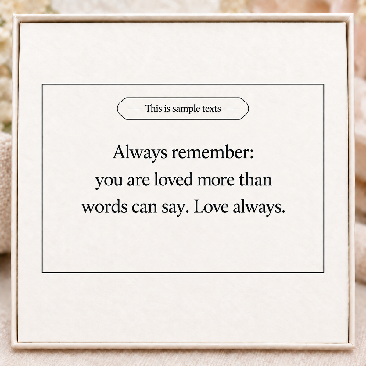 Example of a personal message printed on the back of the gift card