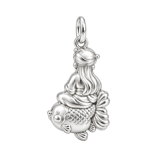 Serene Koi Rider Charm Bracelet – Personalized Daughter Gift – back of the charm, engraving area