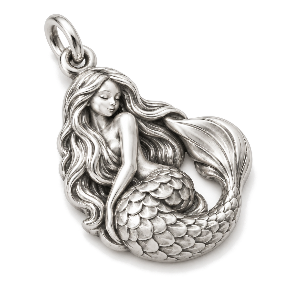 Serene Mermaid Charm — Silver Super Macro | charm-topics-remaining-444-2026-09-14 | topic-133