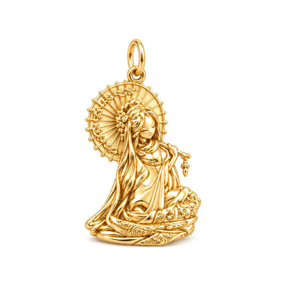 Serene Parasol Goddess Charm Bracelet – Personalized Mom Gift – 18K gold charm, front view