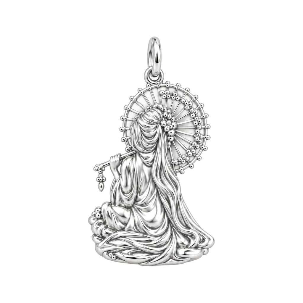 Serene Parasol Goddess Charm Bracelet – Personalized Mom Gift – back of the charm, engraving area
