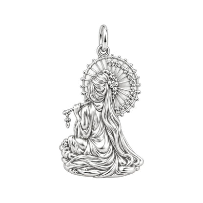 Serene Parasol Goddess Charm Bracelet – Personalized Mom Gift – back of the charm, engraving area