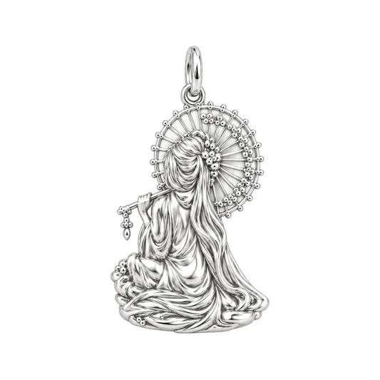 Serene Parasol Goddess Charm Bracelet – Personalized Mom Gift – back of the charm, engraving area