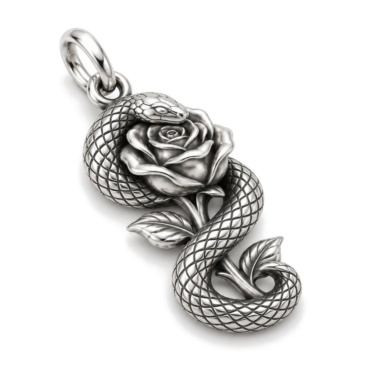 Serpent & Rose Charm — Silver Super Macro | charm-topics-remaining-444-2026-09-14 | topic-155
