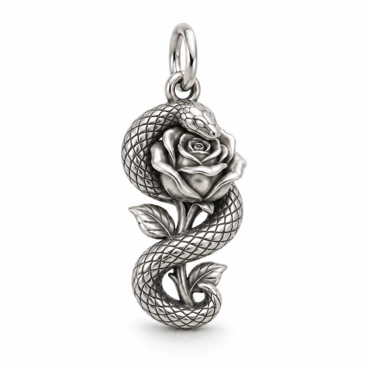 Serpent & Rose Charm — Silver | charm-topics-remaining-444-2026-09-14 | topic-155