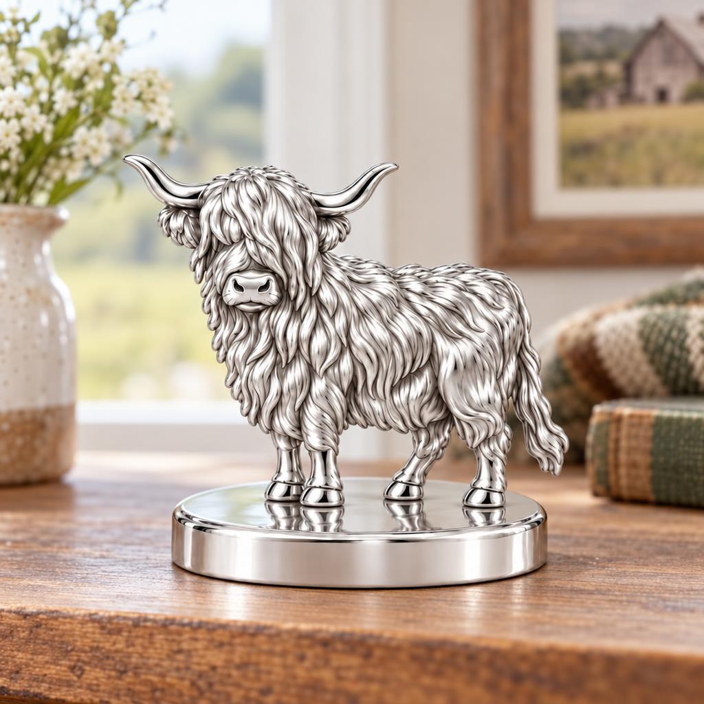 Shaggy Highland Cow Keepsake Plaque – worn / in use