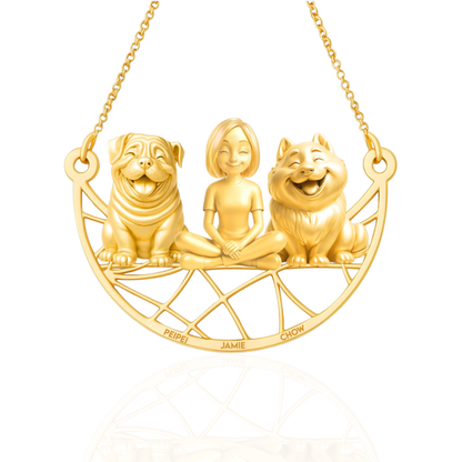 Soulyshine Personalized Girl And Her Pets Necklace - Shar Pei/Chow Chow