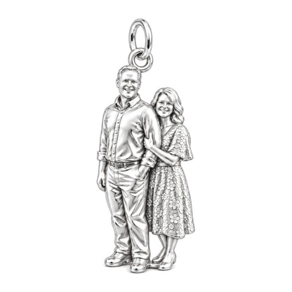 Shared Joy Couple Charm Bracelet – Personalized Couple Gift – silver charm, front view