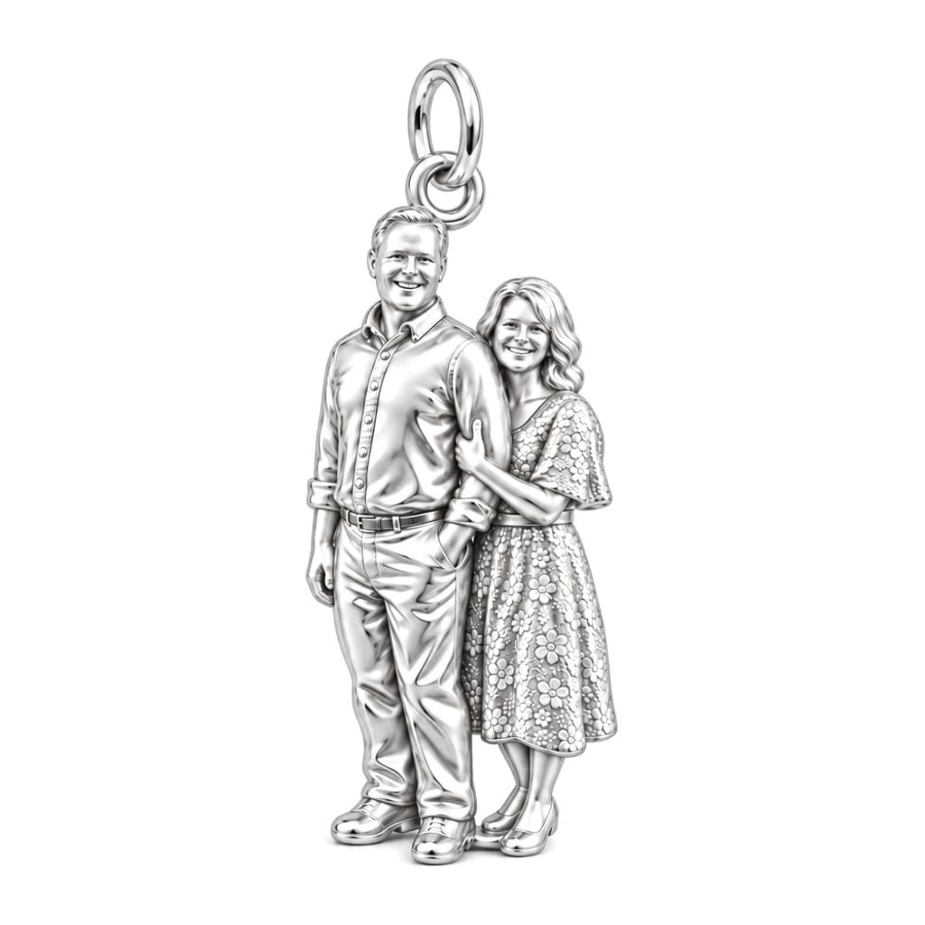 Shared Joy Couple Charm Bracelet – Personalized Couple Gift – silver charm, front view