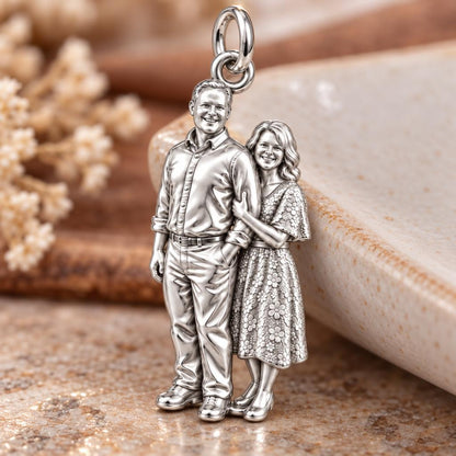 Shared Joy Couple Charm Bracelet – Personalized Couple Gift – macro detail of the charm