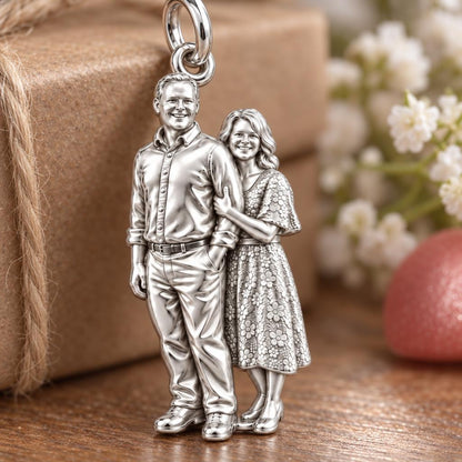 Shared Joy Couple Charm Bracelet – Personalized Couple Gift – macro detail of the charm