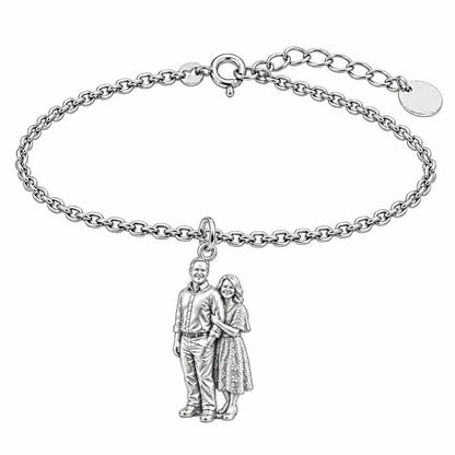 Shared Joy Couple Charm Bracelet Set – silver, front view