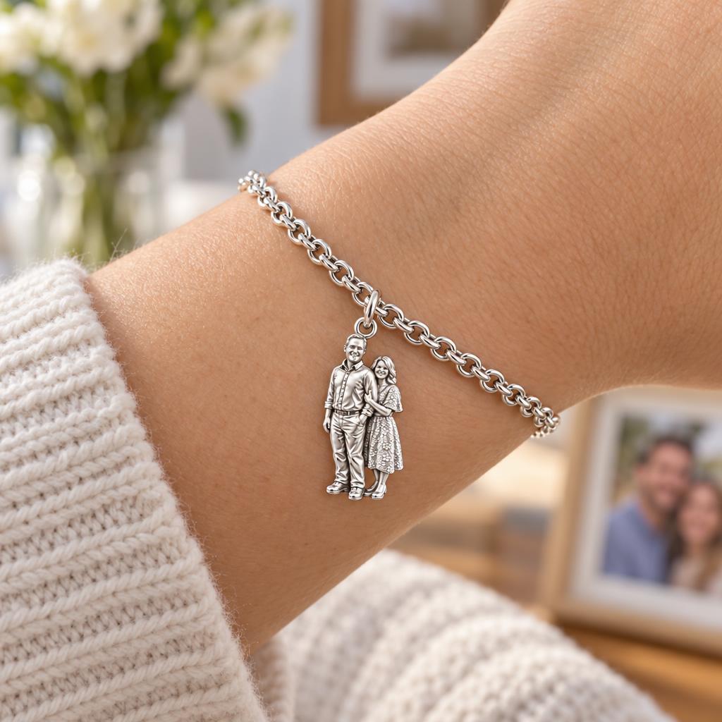 Shared Joy Couple Charm Bracelet Set – worn / in use