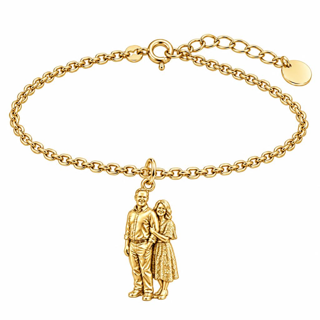 Shared Joy Couple Charm Bracelet Set – 18K gold, front view