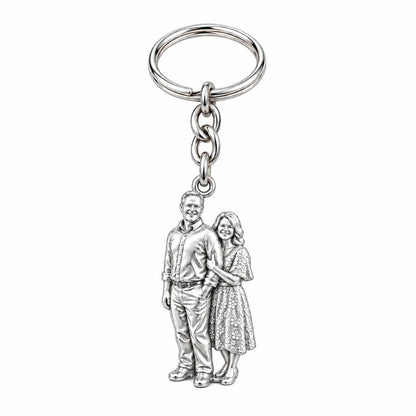 Shared Joy Couple Charm Keychain – silver, front view