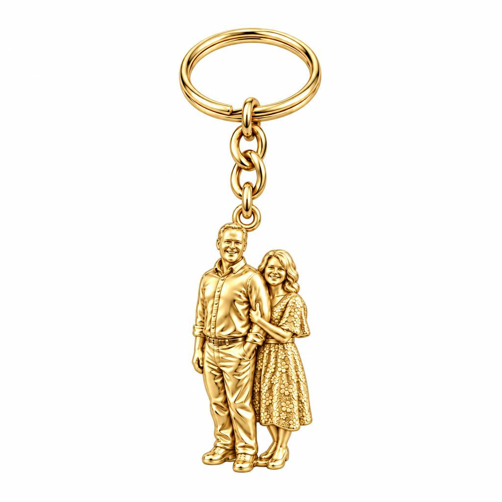 Shared Joy Couple Charm Keychain – 18K gold, front view