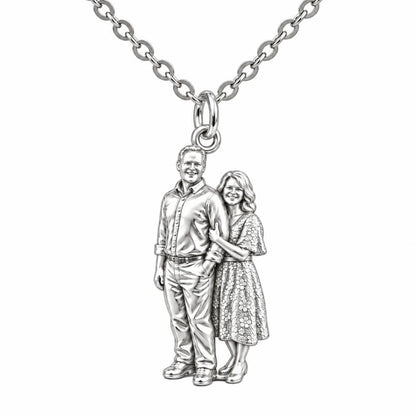 Shared Joy Couple Charm Necklace Set – silver, front view