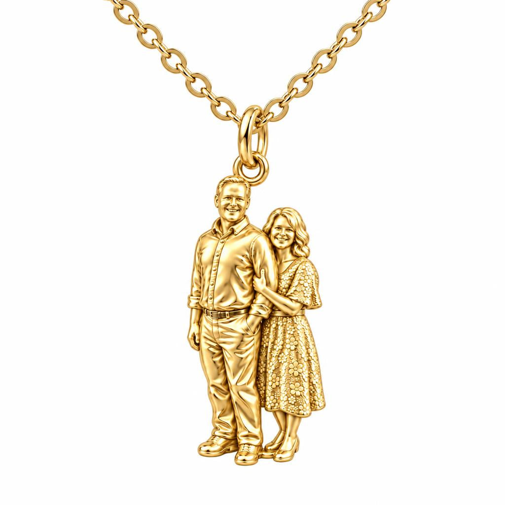 Shared Joy Couple Charm Necklace Set – 18K gold, front view