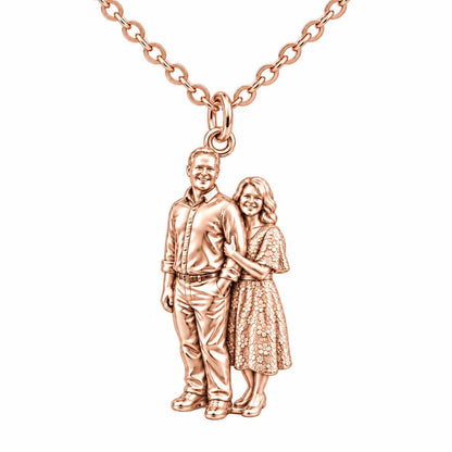 Shared Joy Couple Charm Necklace Set – rose gold, front view