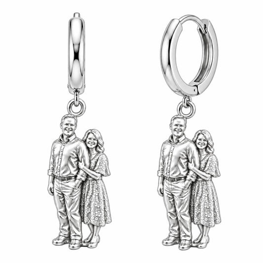 Shared Joy Couple Huggie Charm Earrings – silver, front view
