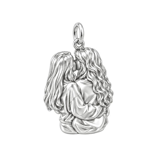 Shared Love Portrait Charm Bracelet – Personalized Couple Gift – back of the charm, engraving area