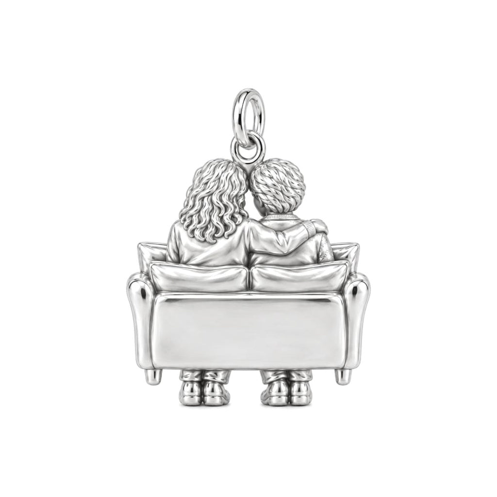 Shared Memories Sofa Charm Bracelet – Personalized Mom Gift – back of the charm, engraving area