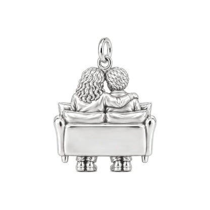 Shared Memories Sofa Charm Bracelet – Personalized Mom Gift – back of the charm, engraving area