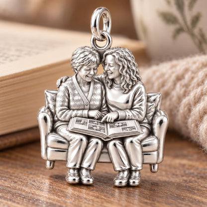 Shared Memories Sofa Charm Bracelet – Personalized Mom Gift – macro detail of the charm