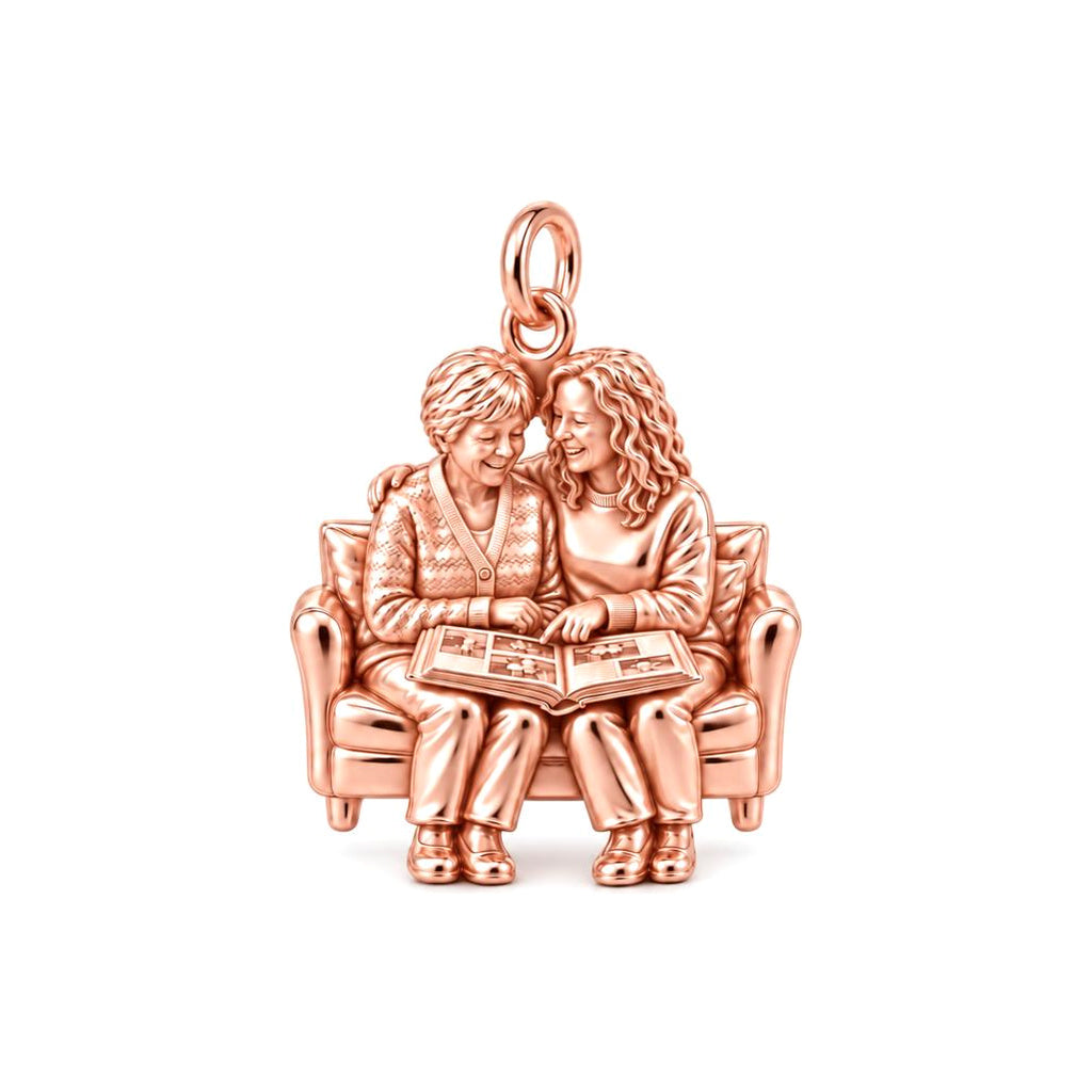Shared Memories Sofa Charm Bracelet – Personalized Mom Gift – rose gold charm, front view