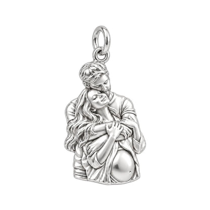 Shared New Life Charm Bracelet – Personalized Couple Gift – silver charm, front view