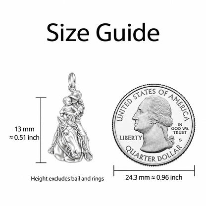 Shared Saddle Ride Charm Bracelet – Personalized Mom Gift – size guide, 13 mm charm next to a quarter