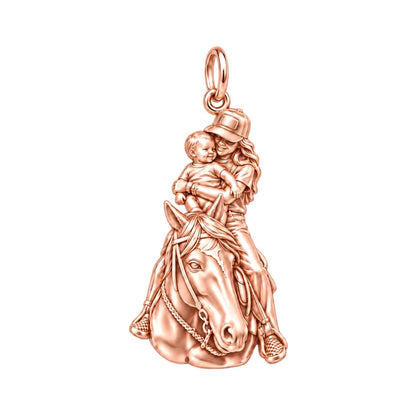 Shared Saddle Ride Charm Bracelet – Personalized Mom Gift – rose gold charm, front view