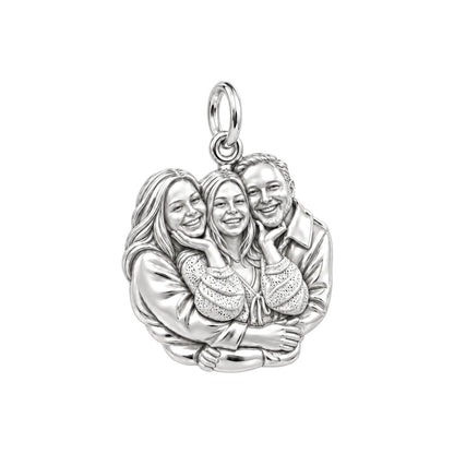 Shared Smiles Family Portrait Charm Bracelet – Personalized Mom Gift – silver charm, front view