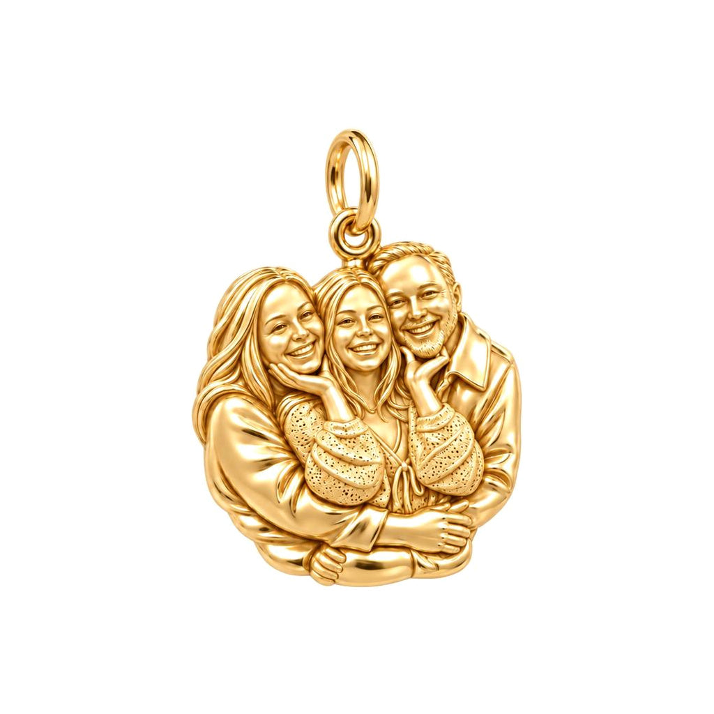 Shared Smiles Family Portrait Charm Bracelet – Personalized Mom Gift – 18K gold charm, front view
