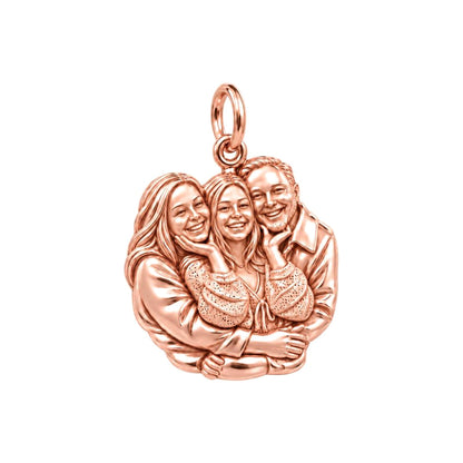 Shared Smiles Family Portrait Charm Bracelet – Personalized Mom Gift – rose gold charm, front view