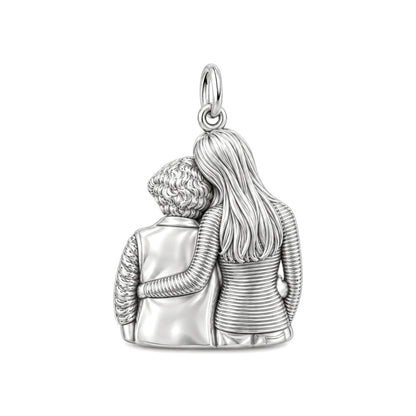 Shared Smiles Portrait Charm Bracelet – Personalized Nana Gift – back of the charm, engraving area