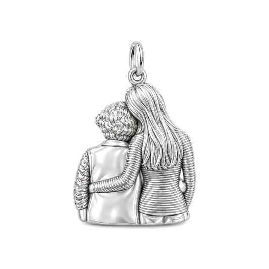 Shared Smiles Portrait Charm Bracelet – Personalized Nana Gift – back of the charm, engraving area