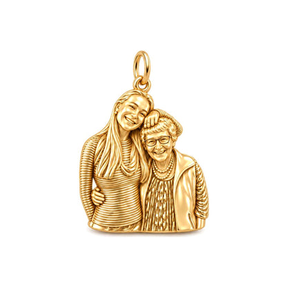 Shared Smiles Portrait Charm Bracelet – Personalized Nana Gift – 18K gold charm, front view