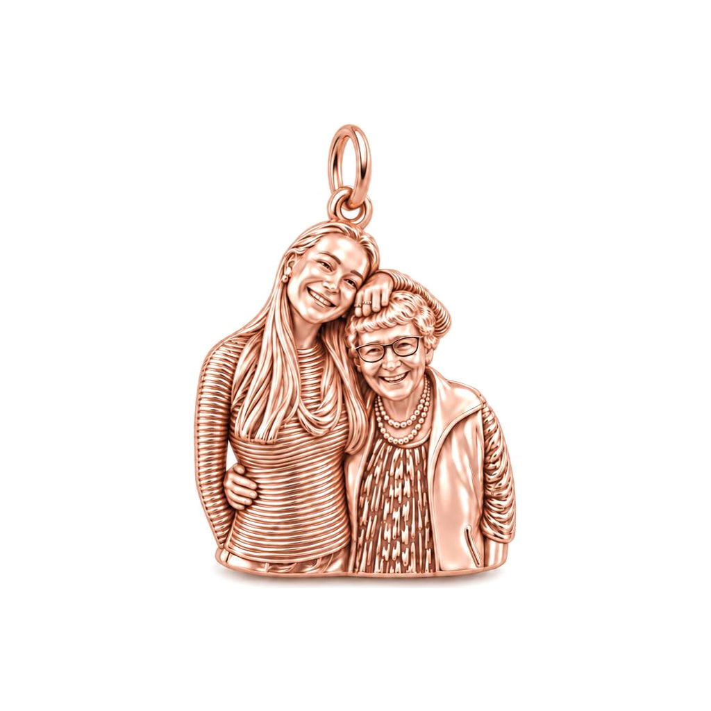 Shared Smiles Portrait Charm Bracelet – Personalized Nana Gift – rose gold charm, front view