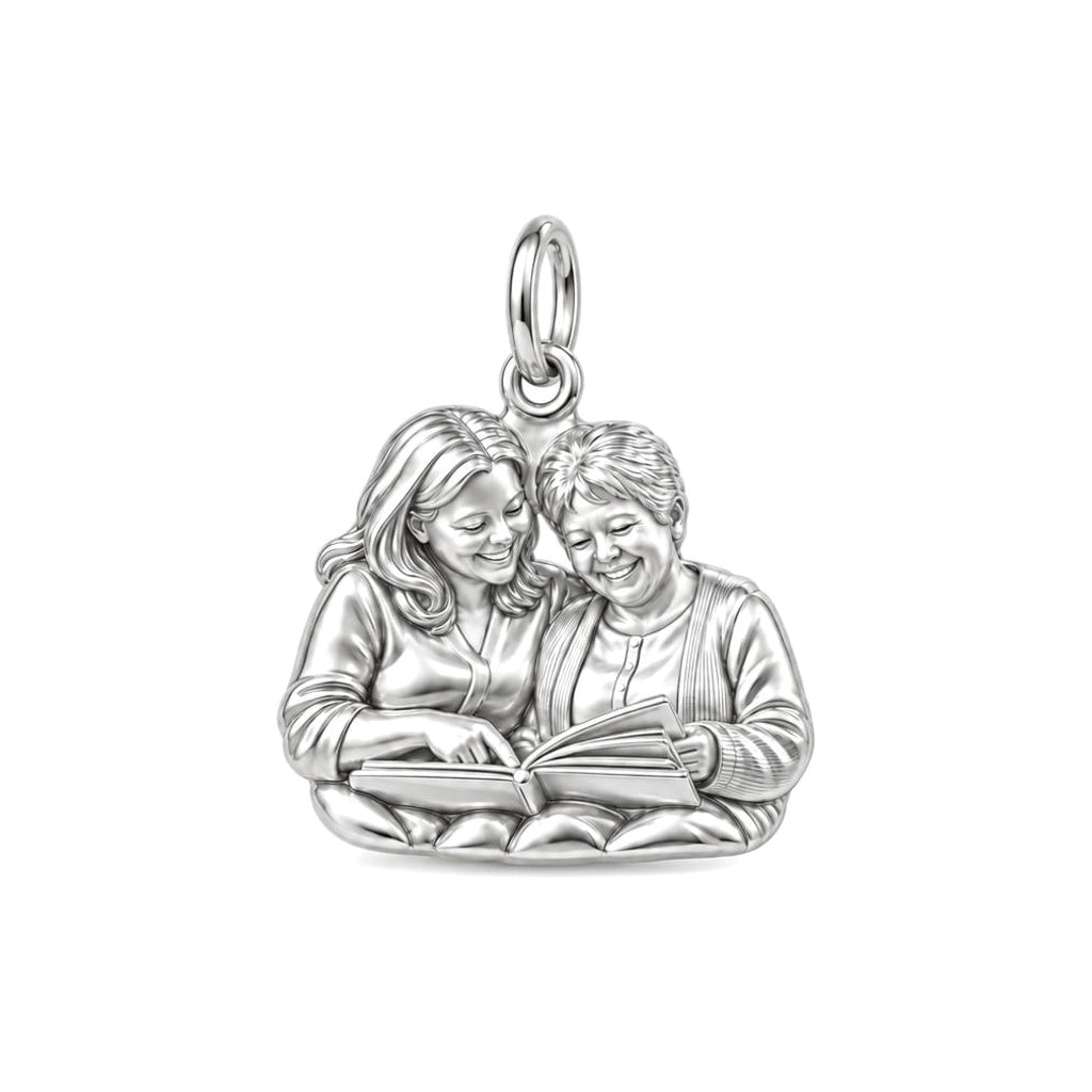 Shared Stories Photo Charm Bracelet – Personalized Mom Gift – silver charm, front view