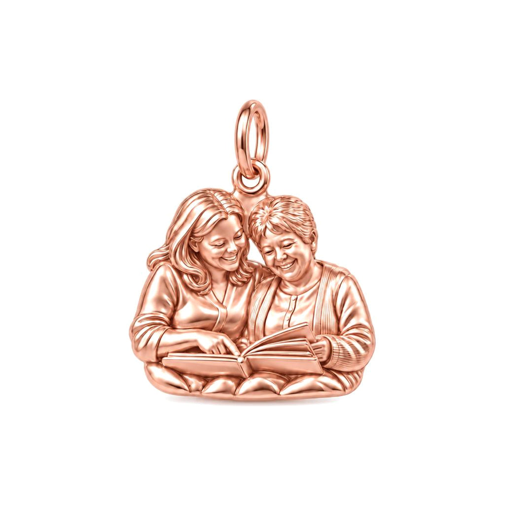 Shared Stories Photo Charm Bracelet – Personalized Mom Gift – rose gold charm, front view