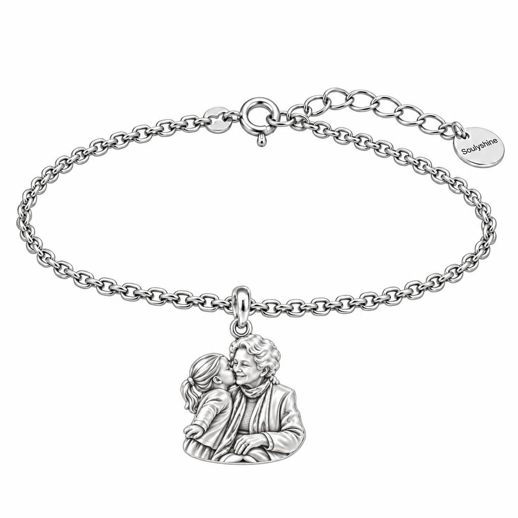 Shared Sweetness Photo Charm Bracelet Set – silver, front view