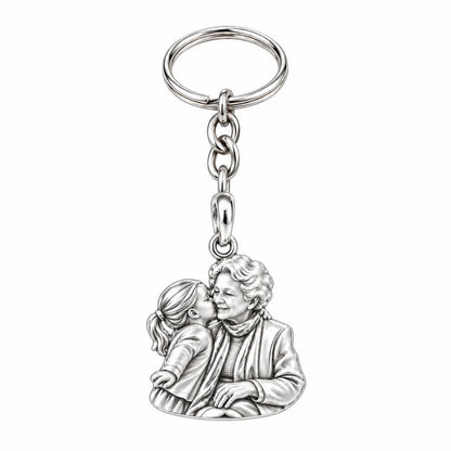 Shared Sweetness Photo Charm Keychain – silver, front view