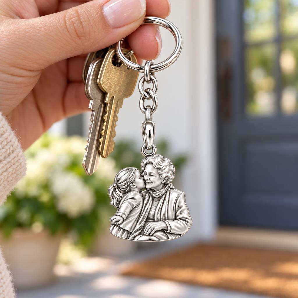 Shared Sweetness Photo Charm Keychain – worn / in use