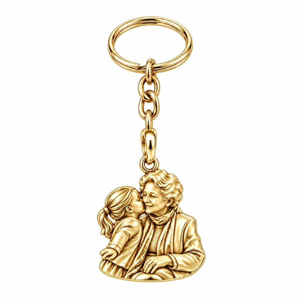 Shared Sweetness Photo Charm Keychain – 18K gold, front view