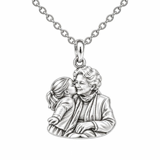 Shared Sweetness Photo Charm Necklace Set – silver, front view
