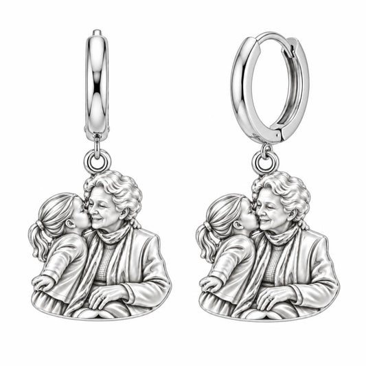 Shared Sweetness Photo Huggie Charm Earrings – silver, front view