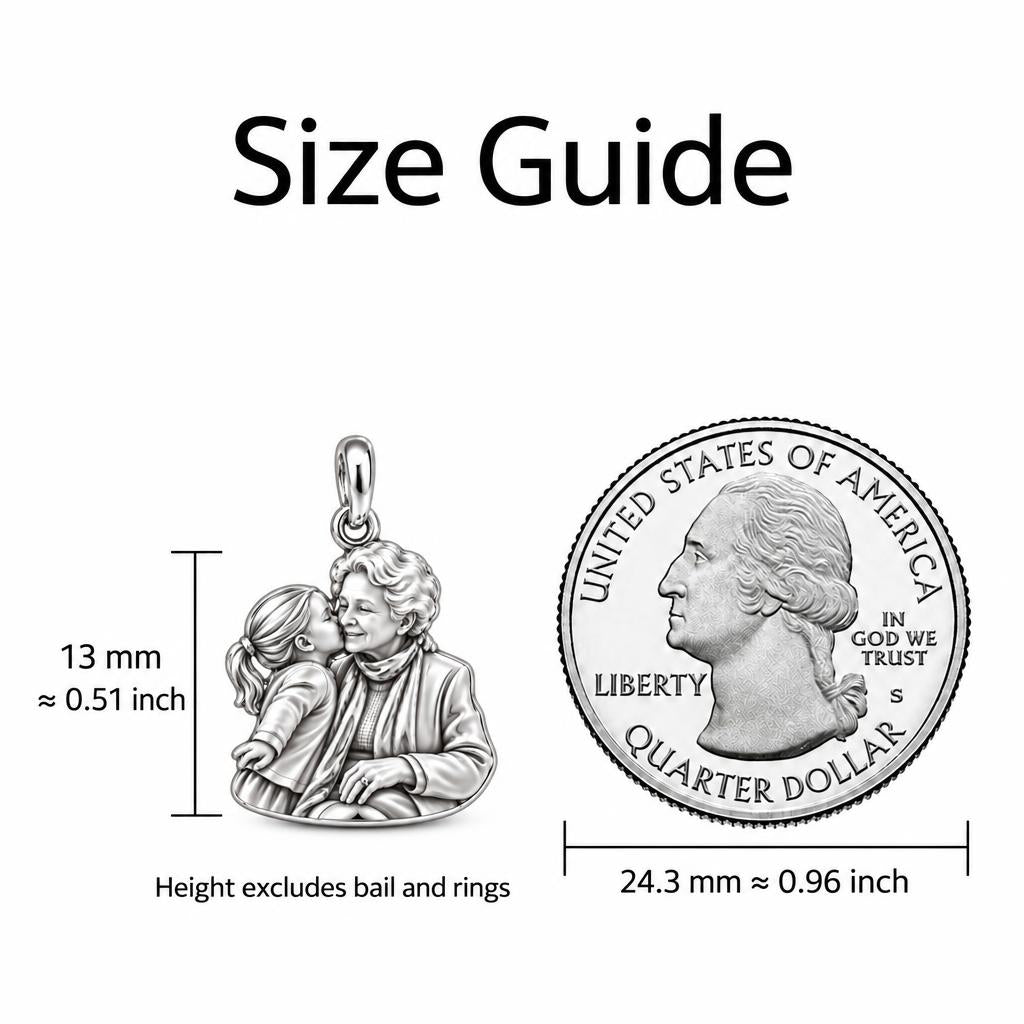 Shared Sweetness Photo Huggie Charm Earrings – size guide, 13 mm charm next to a quarter